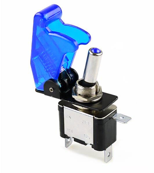 Auto Auto Stiefel Lkw Beleuchtet LED Kippschalter Mit Sicherheit Flugzeug kippen hoch Abdeckung Schutz 12V20A transparent: Blau