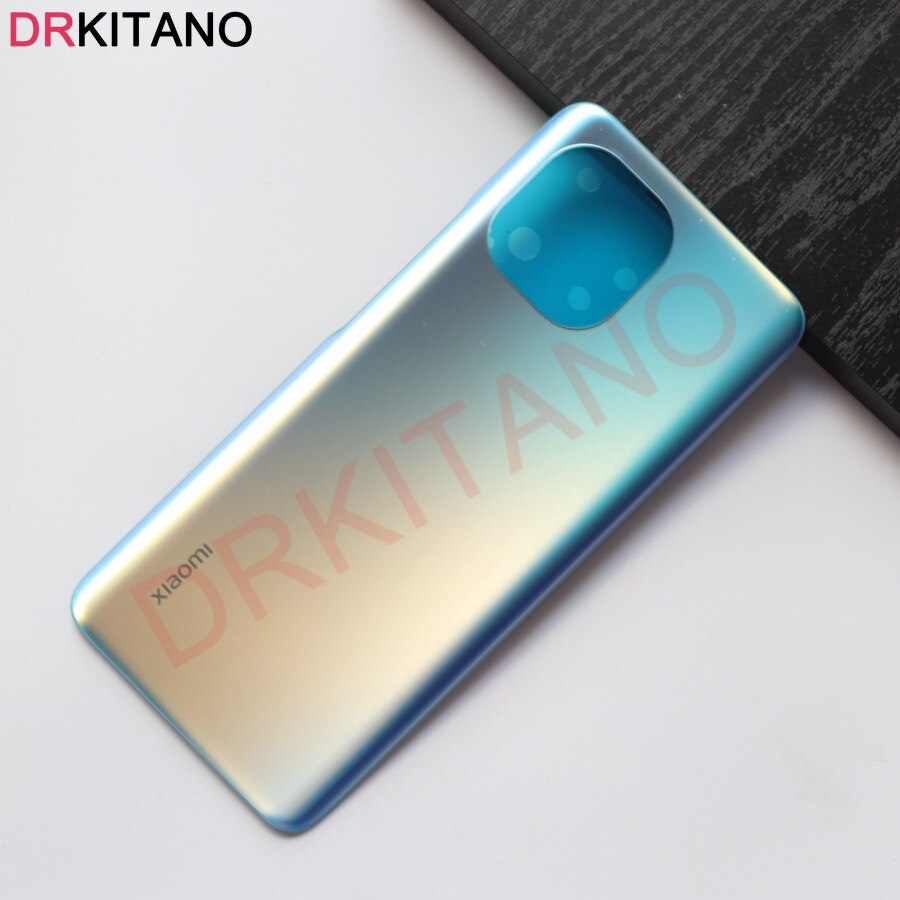 Voor Xiaomi Mi 11 Terug Batterij Glass Cover Achterdeur Behuizing Case Voor Xiaomi Mi 11 Batterij Cover met Plakband: Blue