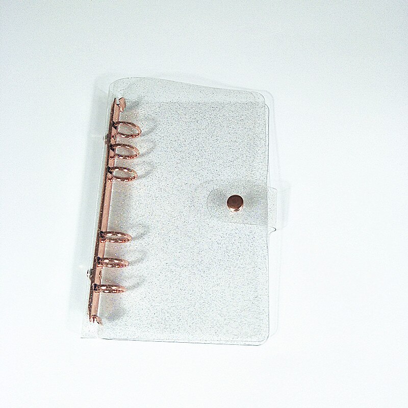 Funda con purpurina para cuaderno, cuaderno para perder encuadernador de hojas, Agenda escolar, carpeta de anillas A5 A6, suministros escolares: Rose Gold / A6
