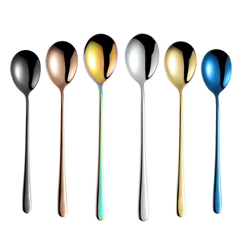 304 Stainless Steel Long Handle Household Cute Korean Spoon Adult Dinner Spoon Gold Plated