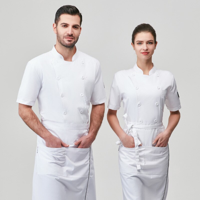 Uniform Male Short-sleeved Baking Restaurant Hotel Kitchen High-end White Chef's Spring And Summer With Short Sleeves