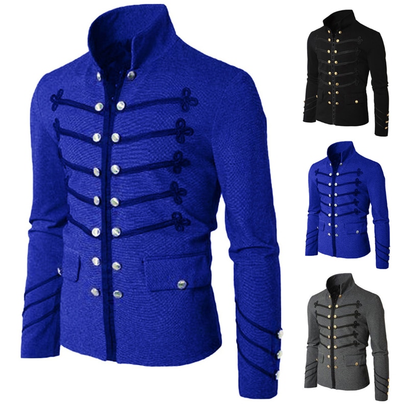 Veste Streetwear gothique pour hommes, manteau à boutons brodés, Costume uniforme à la , hauts de fête, veste d'extérieur, automne