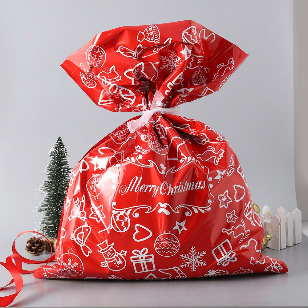 Christmas Sacks Reusable Drawstring Wrap Party Bags Storage Christmas Decorations for Home
