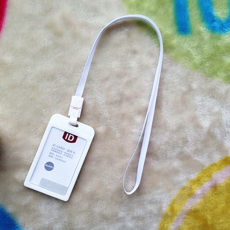 Kort halsrem kort bus id holdere slik farver navn kreditkortholdere kvinder mænd bank identitet badge med snor: Hvid