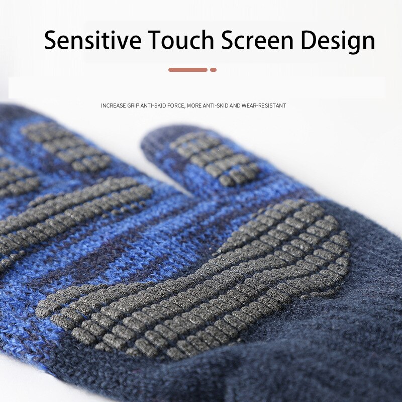 Guanti da uomo in maglia di grandi dimensioni antiscivolo autunno inverno velluto stampa termica tocco schermo guanto da guida elastico maschile morbido e caldo