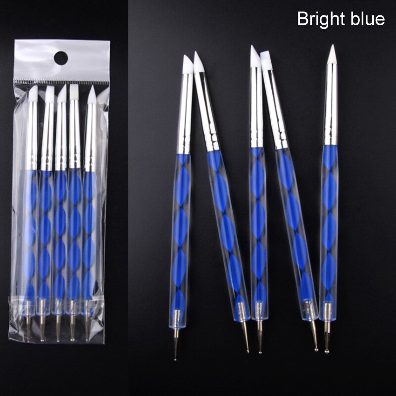 5 Pcs Dual Ended Rubber Pen Klei Gemodificeerde Pennen Rubber Wax Potlood Diy Art Handleiding Aardewerk Klei Gereedschappen: bright blue
