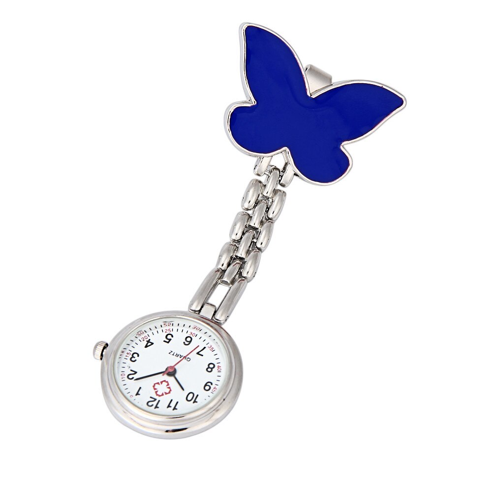 Mode Vlinder Verpleegster Arts Horloges Clip-On Fob Broche Hanger Opknoping Horloge Zakhorloge Relogio Feminino Klok