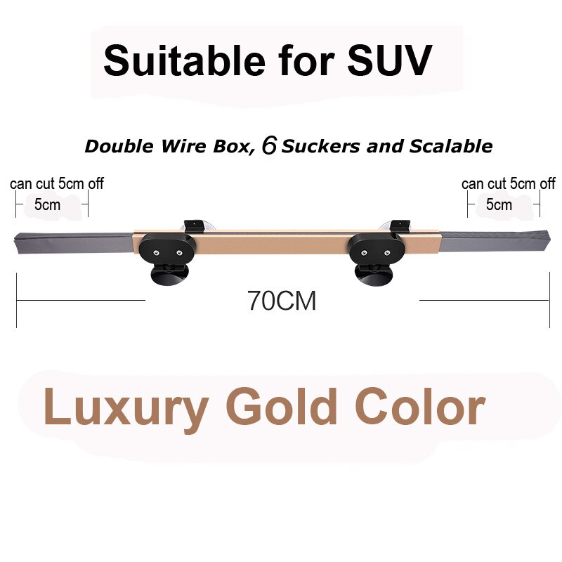 Suv vrachtwagen auto voorruit intrekbare zonneklep achterruit zonneklep blind zonneklep warmte-isolatie uv-gordijn 46/65/70cm: Goud dubbel 70cm