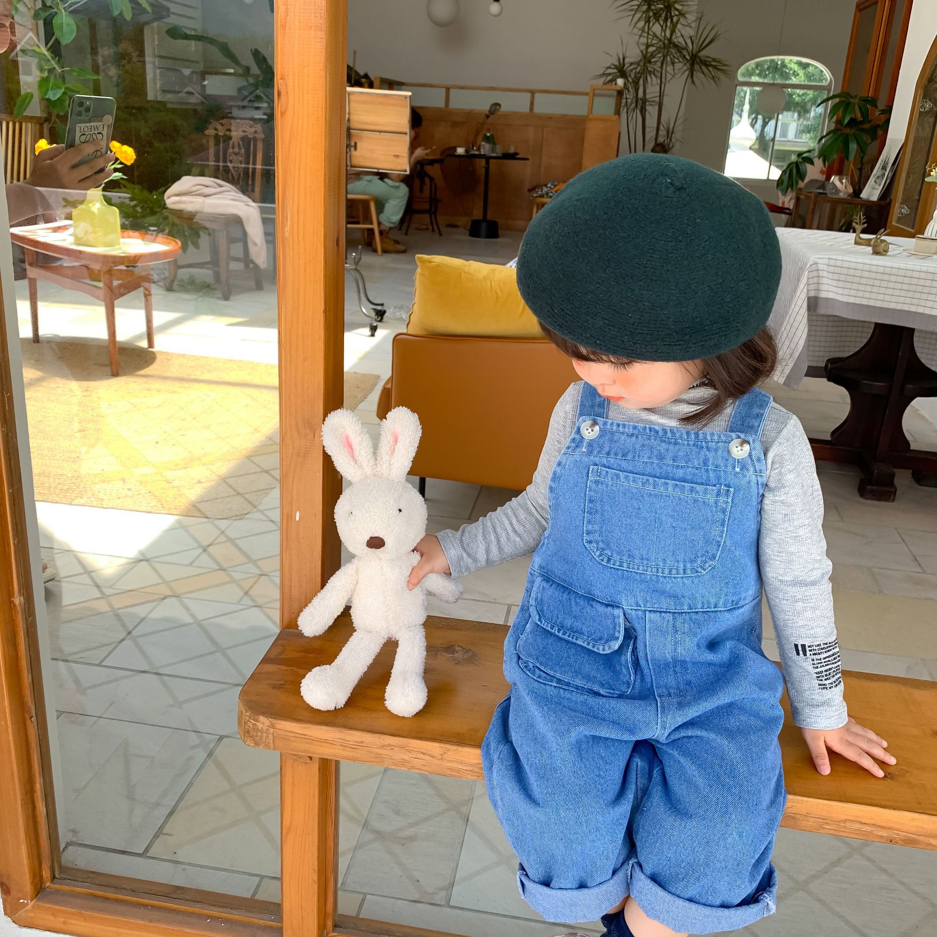 Jongens Meisjes Koreaanse Stijl Losse Denim Cargo Overalls 2 Kleuren Oversized Diepe Hak Pocket Bib Broek