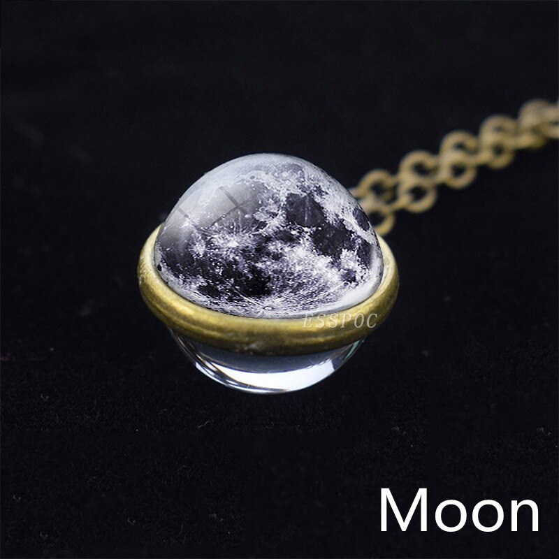 Solar Systeem Maan Aarde Zon Mars Jupiter Planeet Ketting Double Side Glazen Bal Ketting Hanger Universe Space Sieraden: SIZE 1