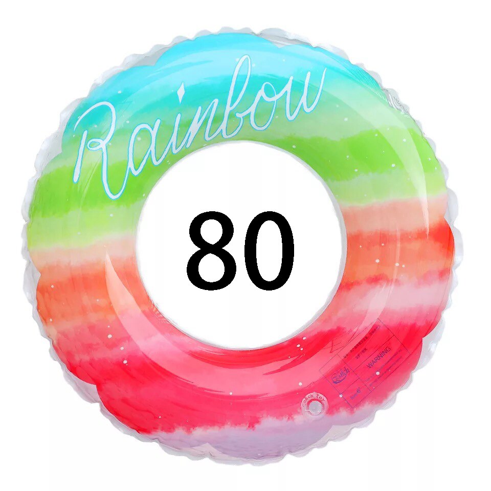 Color Swimming Ring Ins Net Red Wind Gradient Rainbow Flower Children&#39;s Swimming Ring Thickening Underarm Ring PVC Swimming Ring: 80