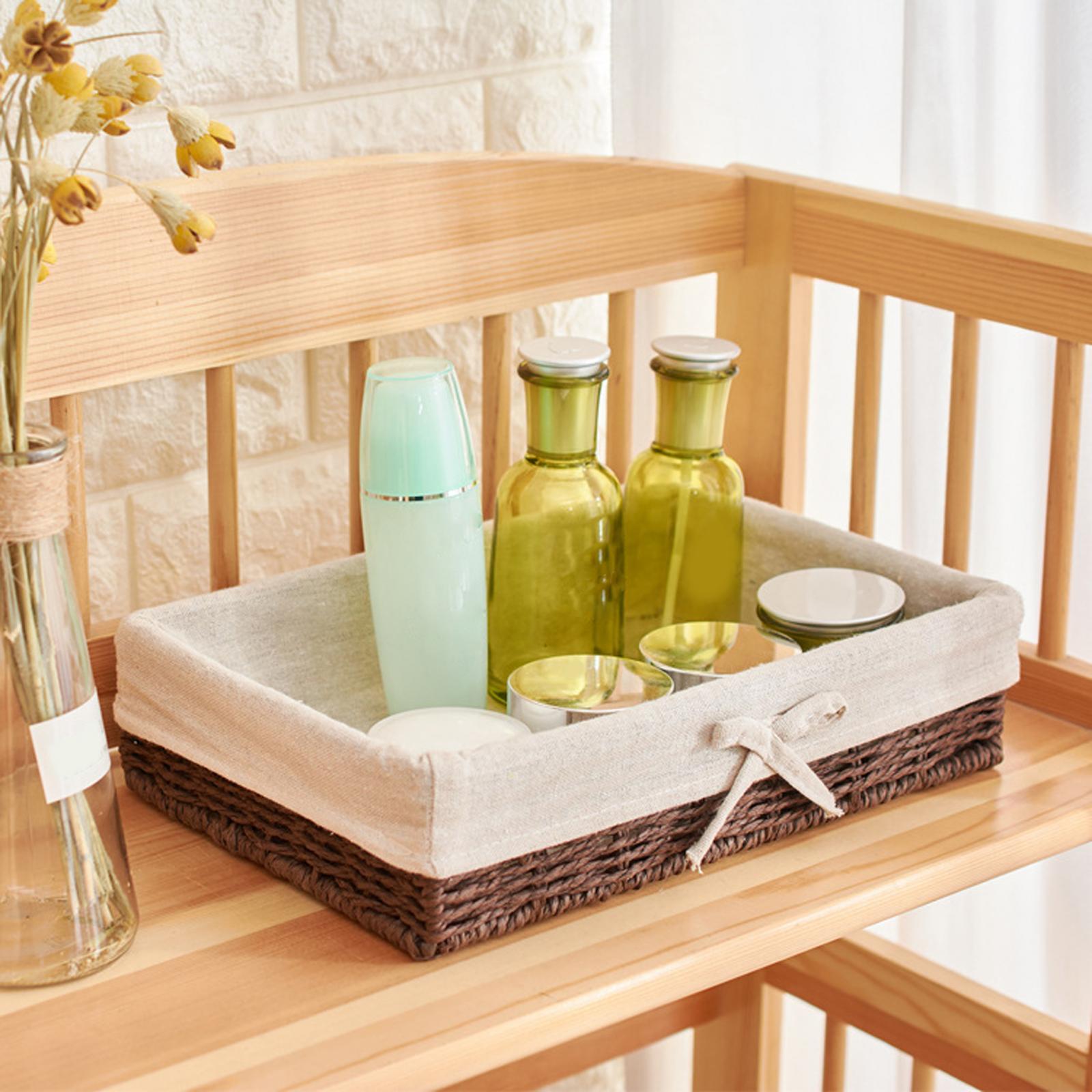 Woven Baskets Toilet Picnic Basket Stackable Paper Rope Storage Basket for Coffee Pastries Perfume Lunch: Blue