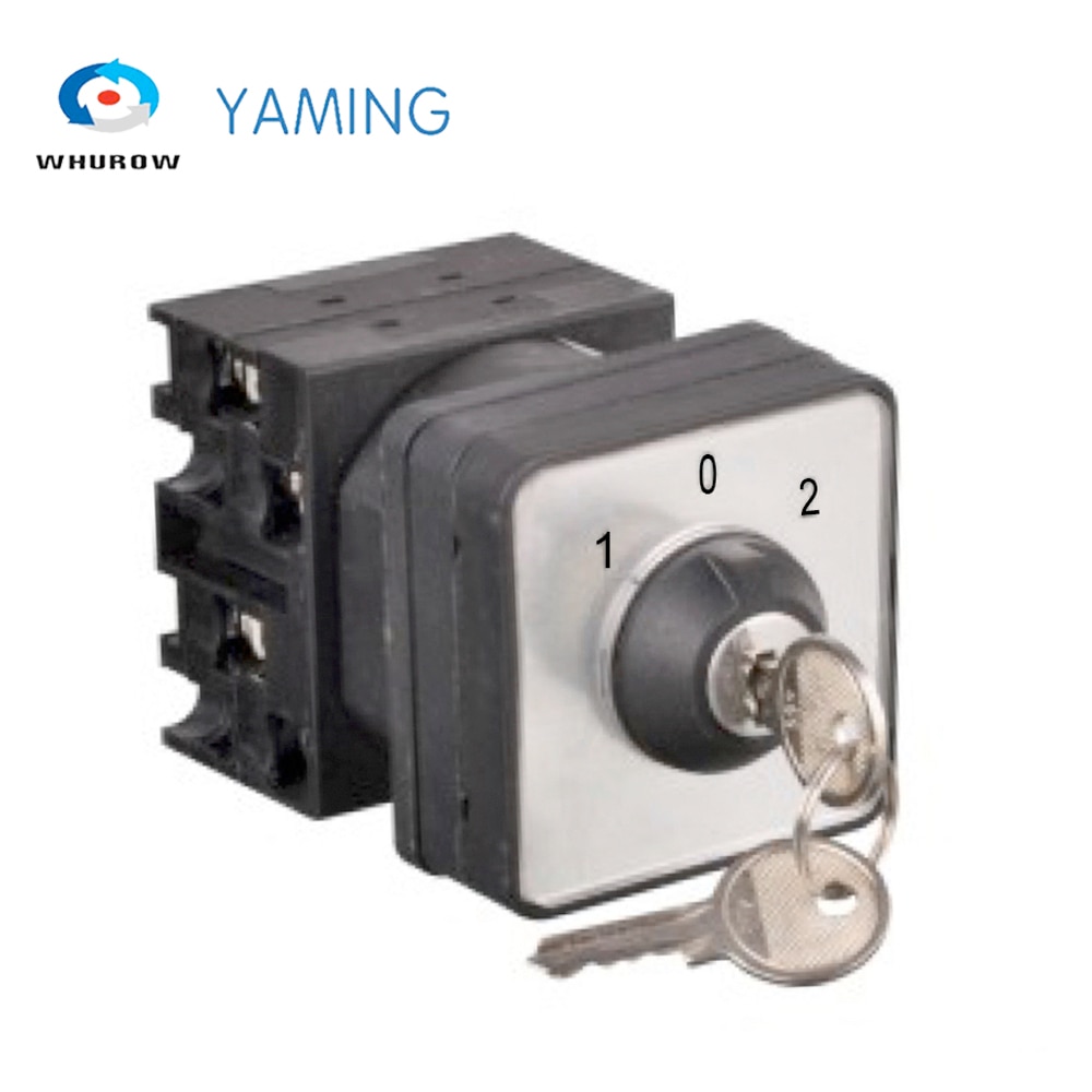 Rotary Changeover Cam Switch 3 Position With Key 2 Poles 690V 20A Selector Control Circuit Dual Power YMW42S-20/2