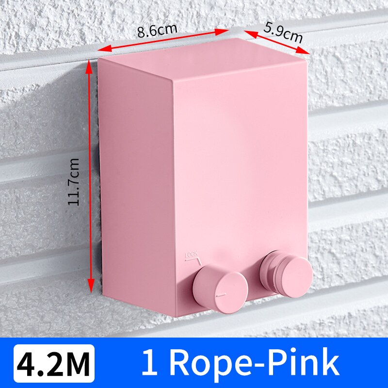 Retractable Clothesline Hanger Indoor Outdoor Drying Rack ABS Plastic Clothesline Rack Balcony Laundry Dryer Double Wire Rope: Pink