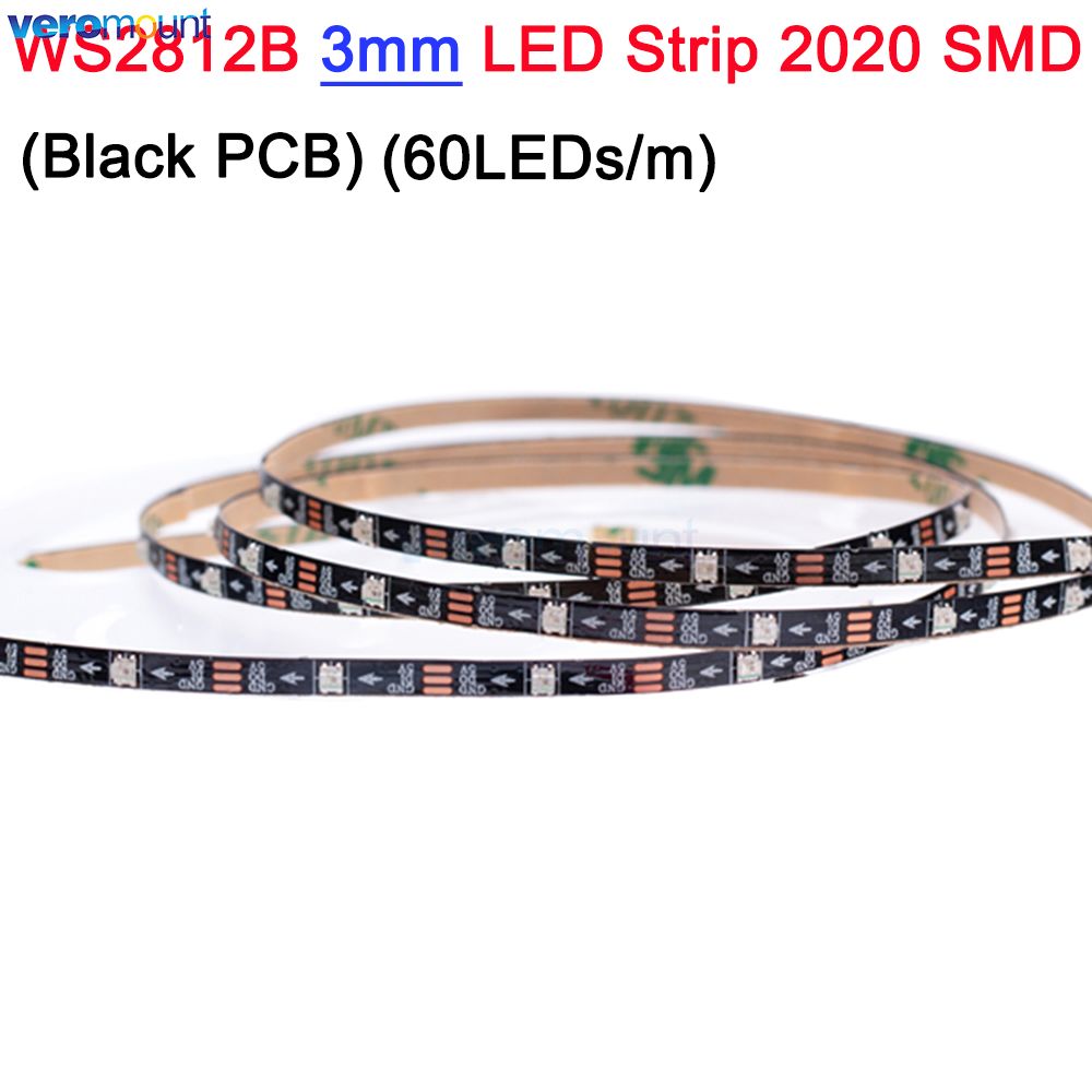 3mm 4mm 5mm Super Slim Narrow Width PCB WS2812B Pixel LED Strip Individually Addressable RGB Pixel Strip IP20 DC 5V 60leds/m 1m: Blue / 1m