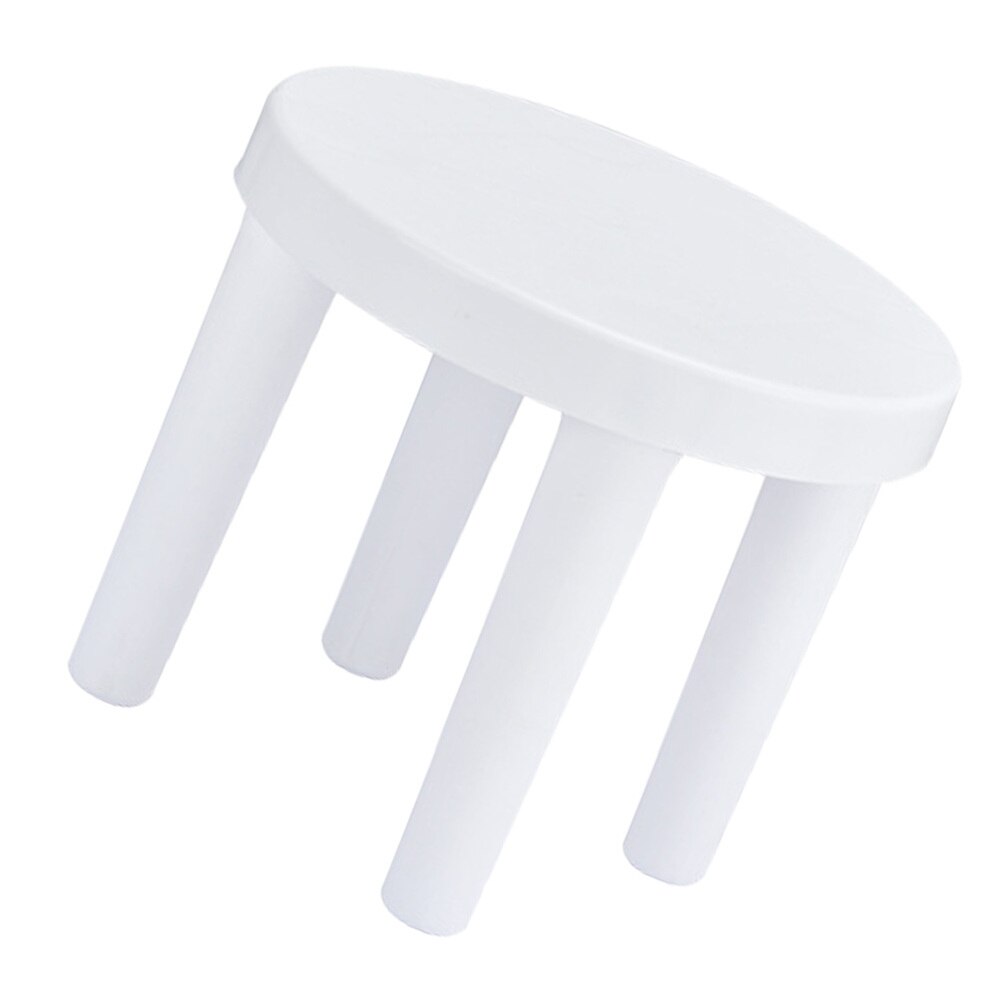 1pc plastik lille, lav skammel badeværelse skridsikker rund afføring (hvid): Default Title