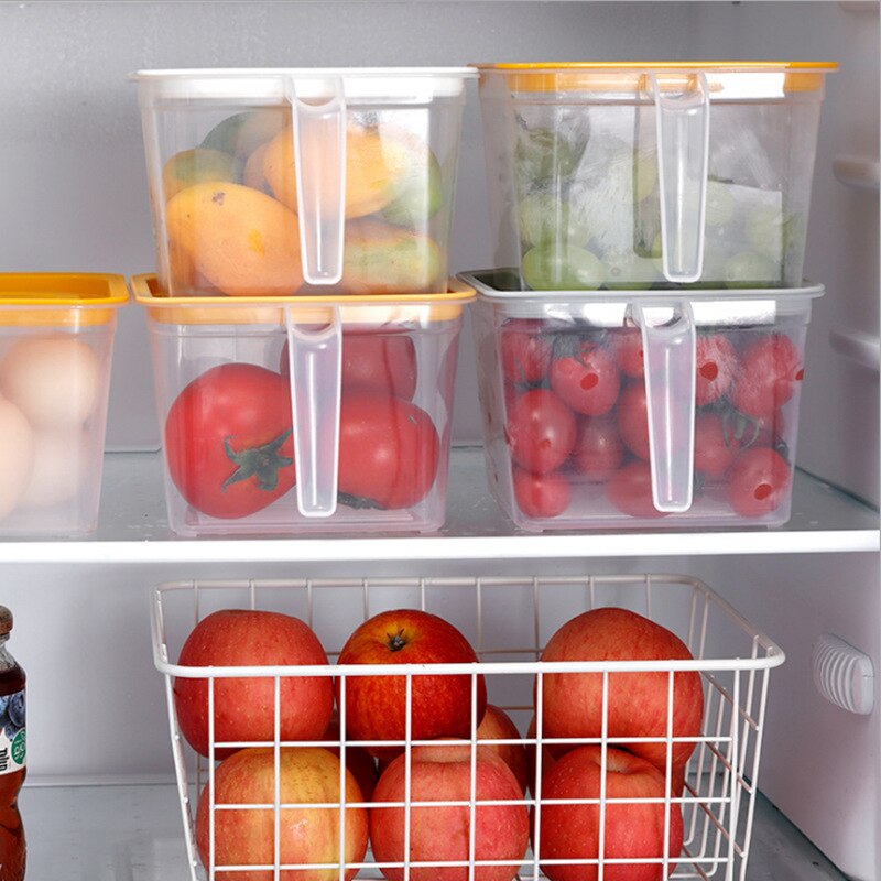 Récipient de stockage en plastique avec couvercles poignée réfrigérateur stockage clair aliments conteneurs petit réfrigérateur boîtes de rangement cuisine R2023