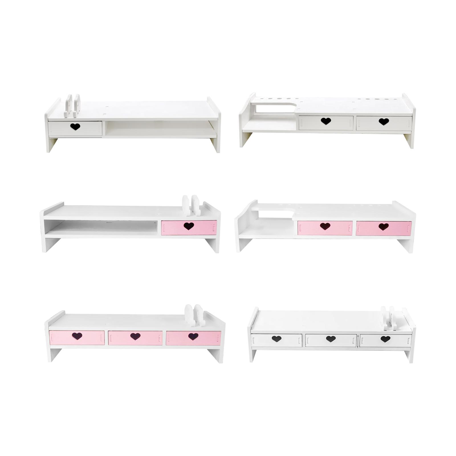 Computer Heightened Shelf Table Storage Rack with Drawer Monitor Stand Riser