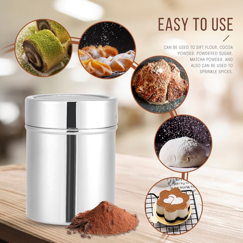 Stainless Steel Chocolate Shaker Cocoa Flour Coffee Sifter Art Stencil Molds Chocolate​ Cocoa Coffee Printing Assembly Sieve