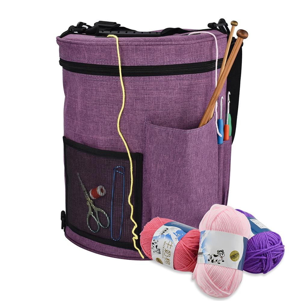 Yarn Storage Bag Sewing Crochet Organizer Bucket Dustproof Shoulder Bags