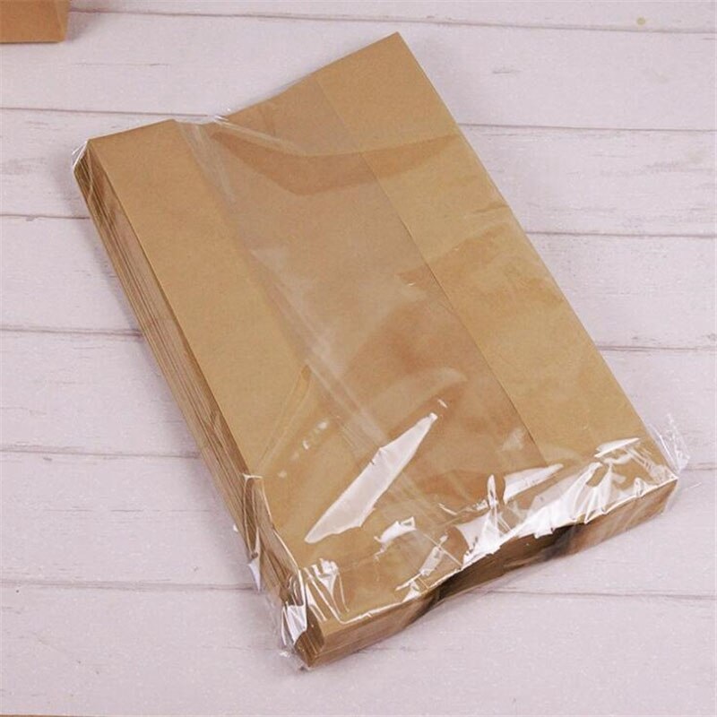 50Pcs Kraft Paper Bread Clear Avoid Oil Packing Toast Window Bag Baking Takeaway Food Package Cake Bag Party