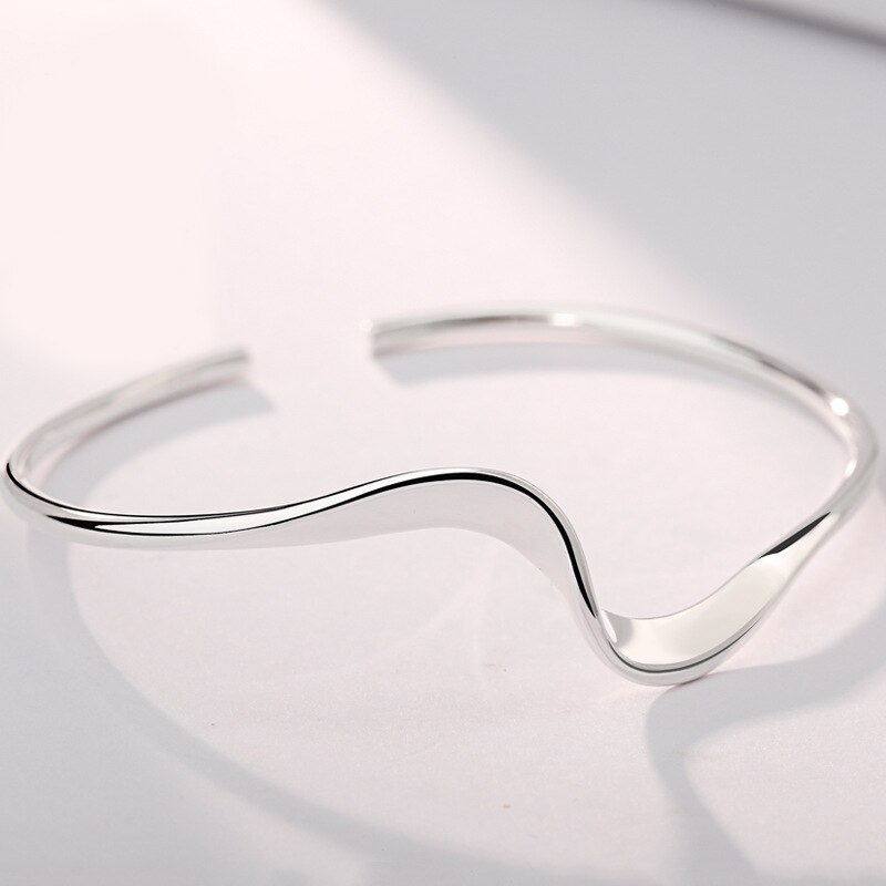 Pulsera de estilo Simple de línea retorcida de Jade hueco de Pin de Plata de Ley 925: curve