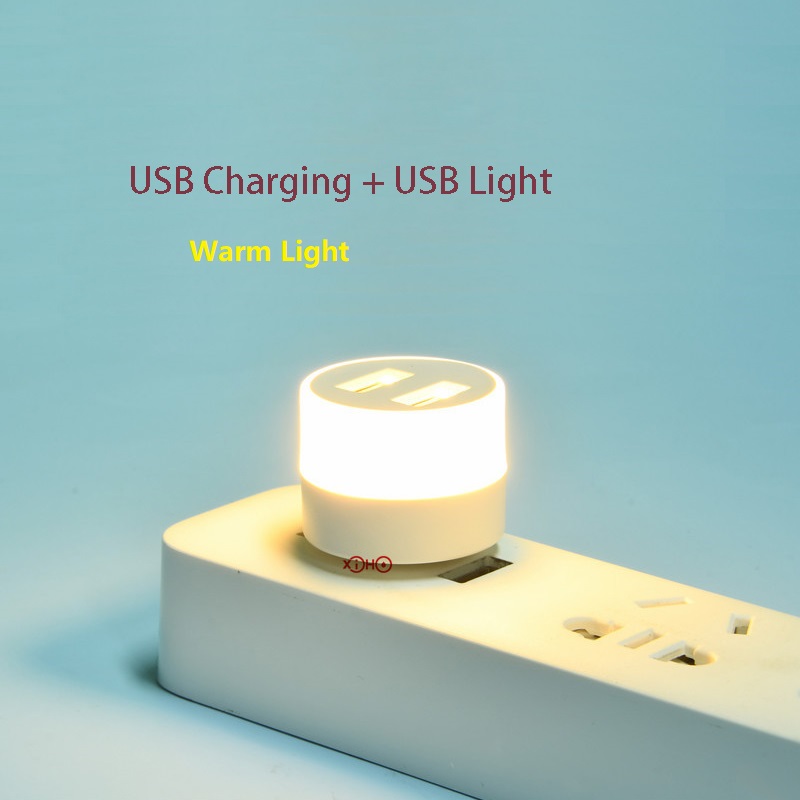 Mini-USB-Lampe, warmweißes Licht, 2 Anschlüsse, USB-HUB-Ladeadapter, Netzteil, Dock, LED-Beleuchtung, Lug and Play, Schlafzimmer-Nachtlicht: Orange