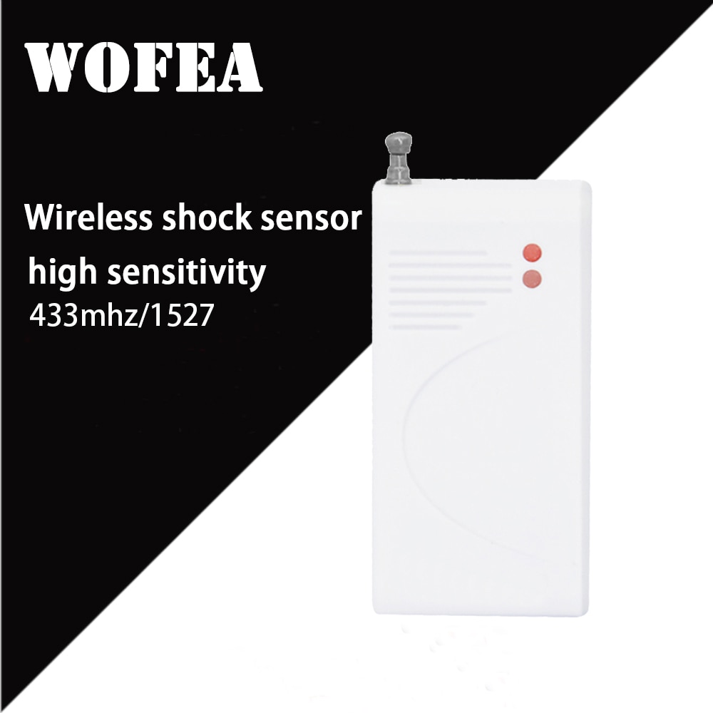 Wofea trådløs sjokksensor vibrasjonsdetektor 433 mhz 1527 330k for å fungere med gsm wifi-alarm