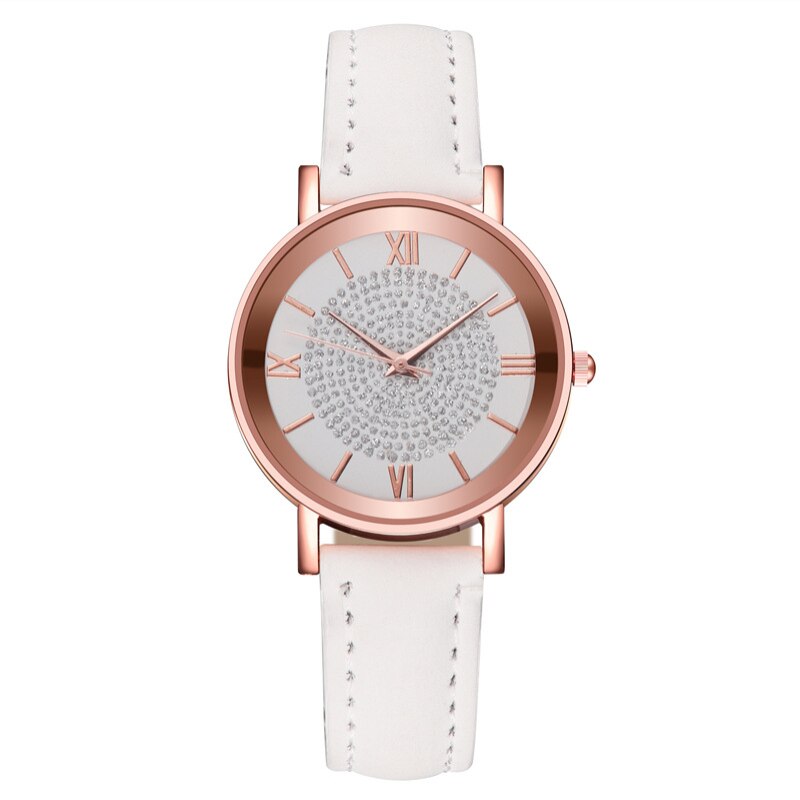Style Starry Sky Dial Watches for Women Roman Scale Rhinestone Leather Ladies Quartz Watch Female Wrist Watch
