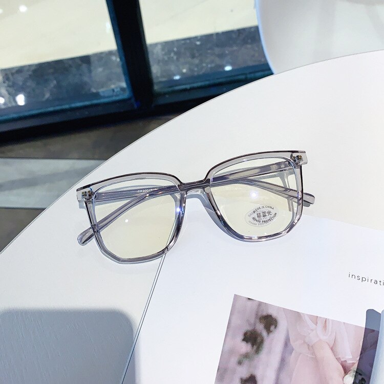 UVLAIK Anti Blue Light Glasses Frame Women's Eyeglasses Frame Computer Eyeglasses Vintage Men Spectacles Transparent Frames: Gray