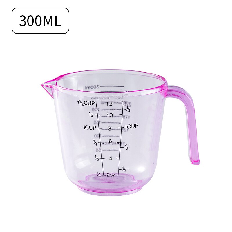 150/300ml Plastic Measuring Cup Stackable Liquid Measuring Container Clear Scale Show Transparent Mug Pour Spout Cooking Tools: 300ml purple