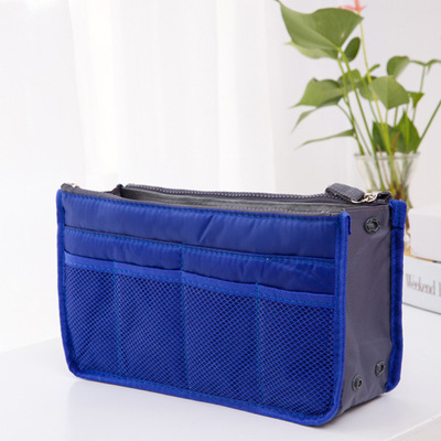 UOSC Organizer Bag Women Nylon Travel Insert Organizer Handbag Purse Large Liner Lady Makeup Cosmetic Bag Female Tote: Blue