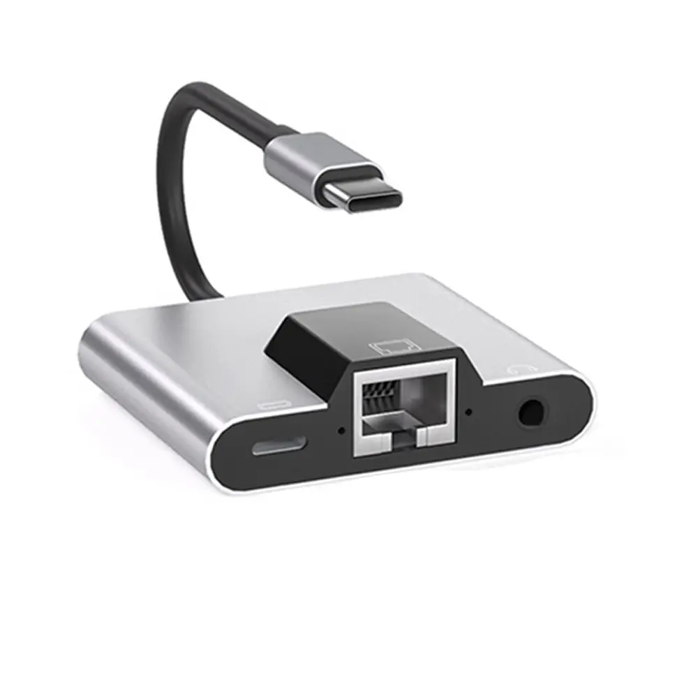 Type-C Naar Ethernet Lan Netwerkadapter Hub Usb C Naar 3.5Mm Audio Pd Snel Opladen Docking Station Voor Laptop Mobiele Telefoon Tablet: Default Title