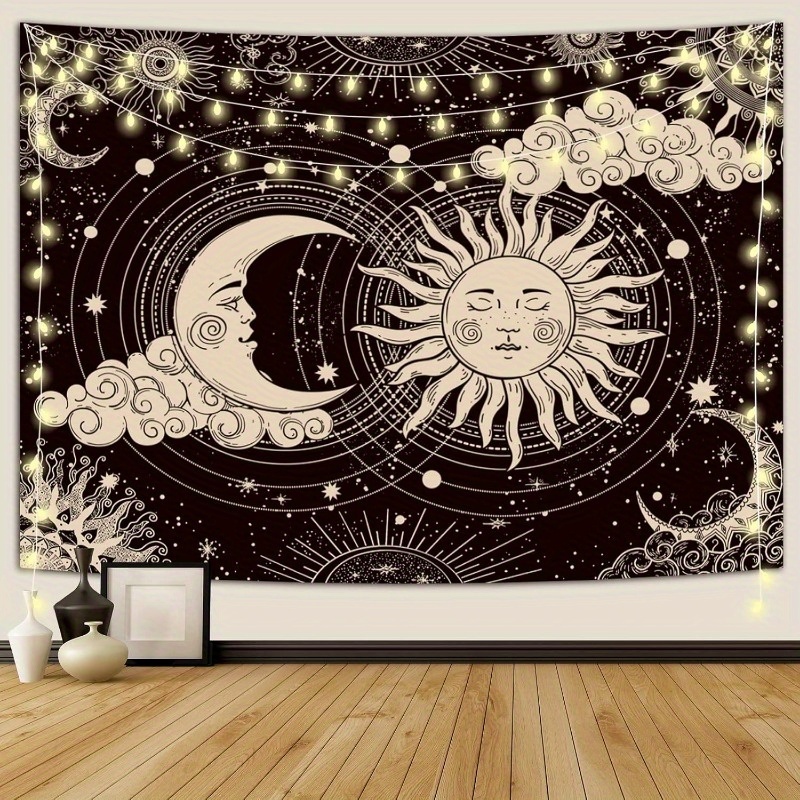 Tapiz de sol y luna místicos, estética Dark Soul, para colgar en la pared, perfecto para la decoración del dormitorio, decoración de la pared del dormitorio
