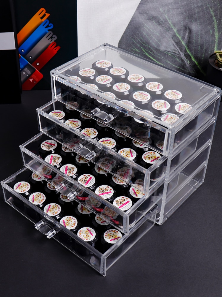 Akryl nail art tilbehør perler opbevaring kuffert skuffe æske krystal negle kunst dekoration arrangør holder smykke beholder