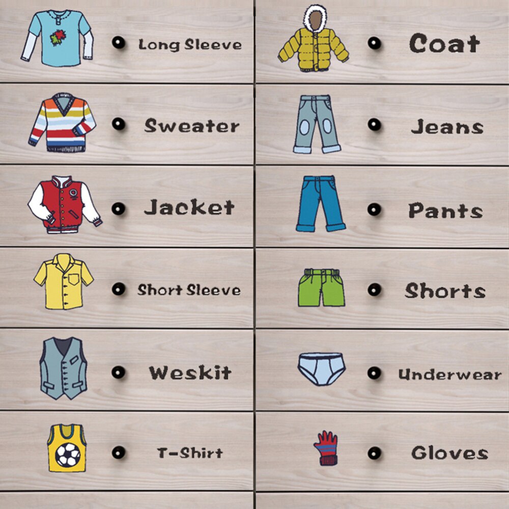 1 Sheet Wardrobe Clothes Classification Logo Costume Label Storage Box Stickers Chic Decals Reminder for Boys Apparel