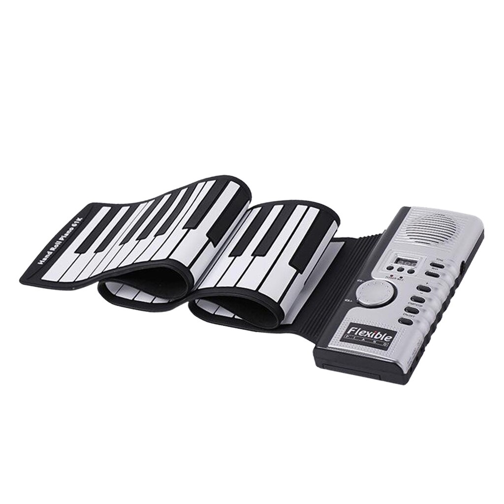 Portable Kid's 61 Key Flexible Roll Up Piano Keyboard w/ Recording Feature,128 Different Tones, 40 Demo Song Build-in Speaker
