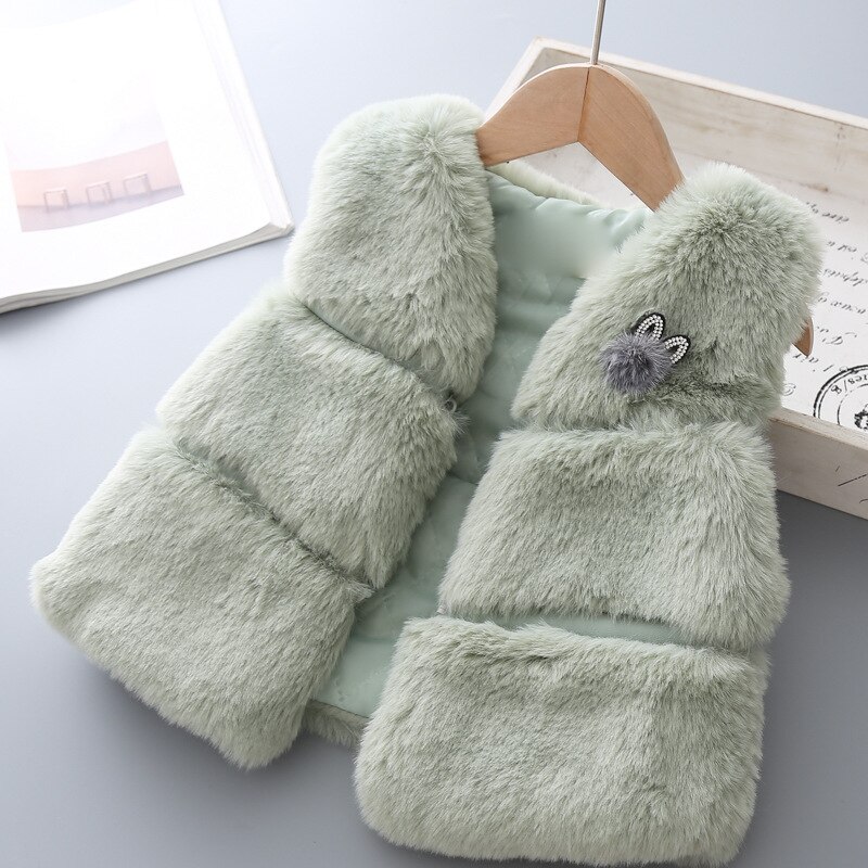 Gilet En Fausse Fourrure Sans Manches Pour Fille - Chaud Et Douillet Pour L'hiver - Taille 1 à 10 Ans