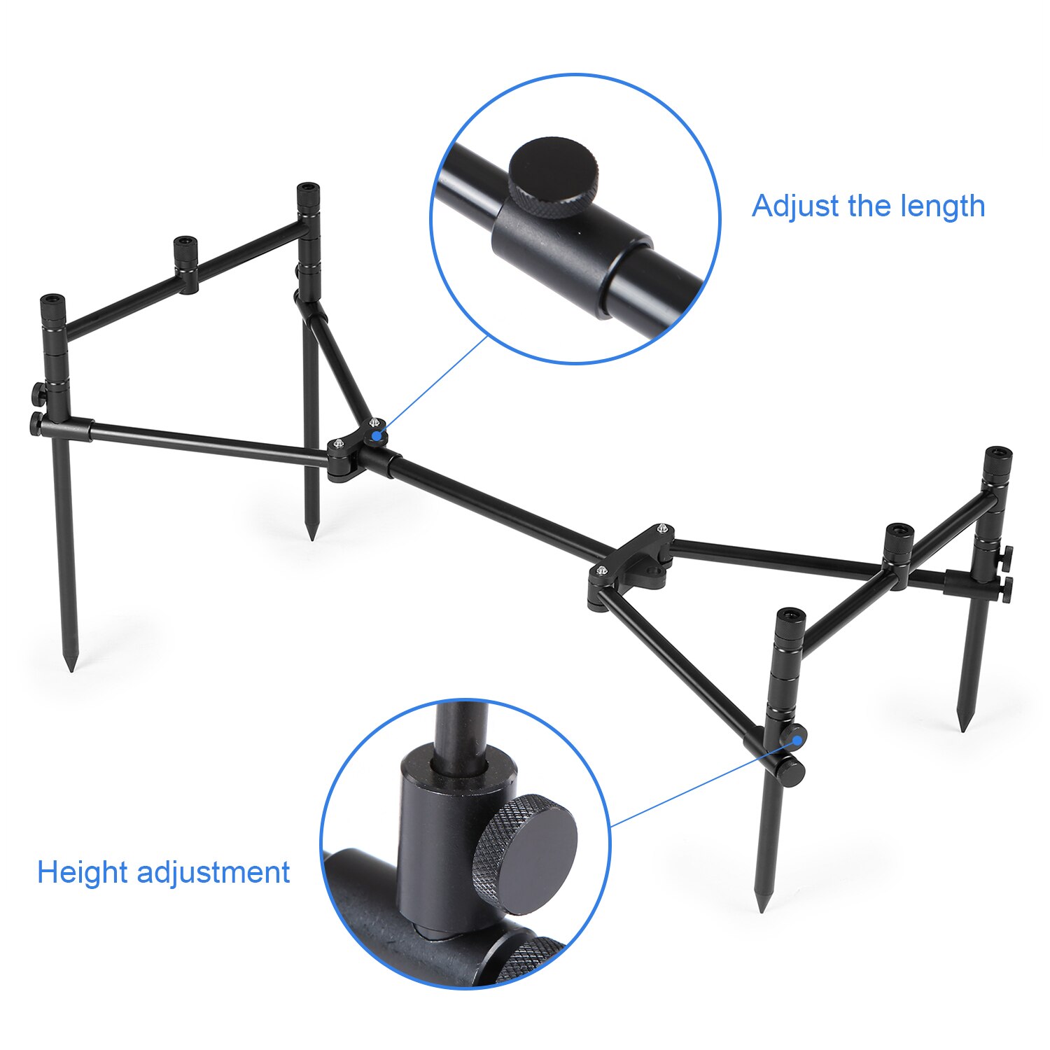 Detachable Fishing Rod Stand Buzz Bar Pole Rest Head Folding Retractable Reservoir Fishing Rod Holder with Carry Bag