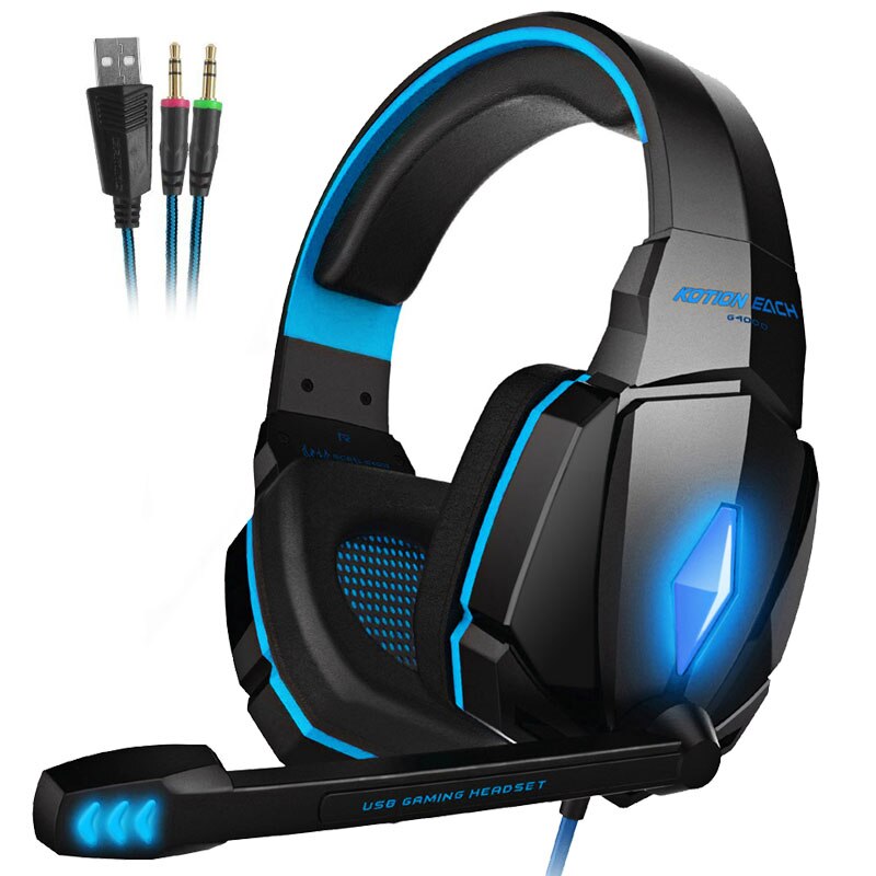 KOTION EACH Gaming Headset Deep Bass Stereo Game Headphone with Microphone LED Light for PS4 PC Laptop+Gaming Mouse+Mice Pad: G4000 Headset