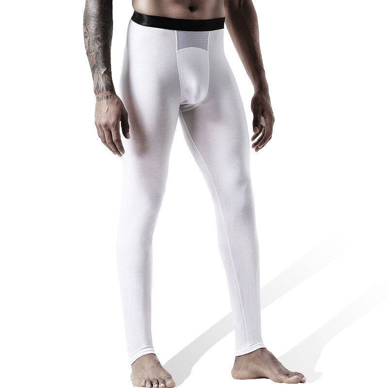 Heren Lange Broek Herfst En Winter Dunne Lange Onderbroek Ice Wire Mesh Zweet Wicking Broek Honingraat Ademend Slanke Leggings: WHITE / L