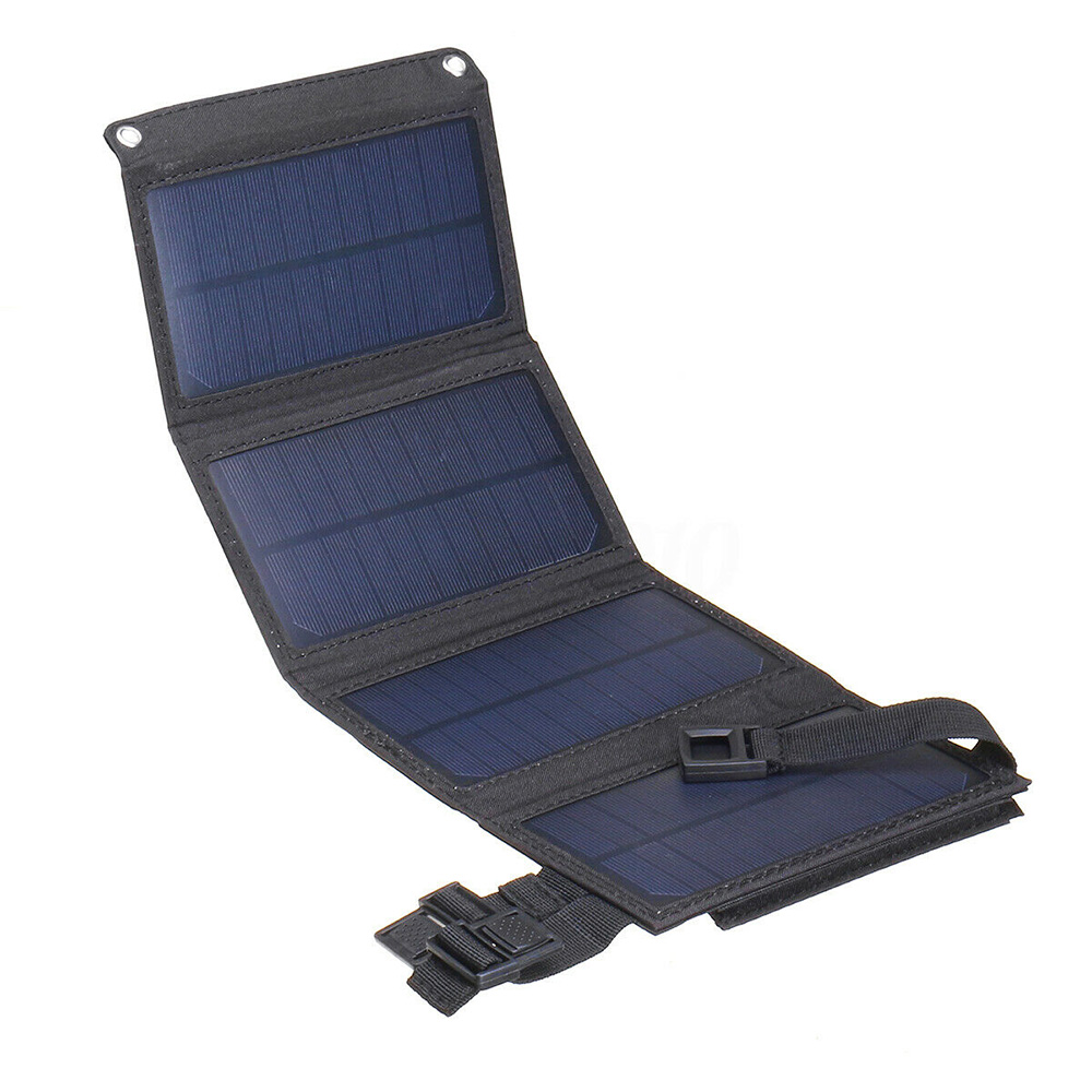 Foldbar 20w usb solpanel bærbar foldbar vandtæt solcelleoplader mobil strømbatterilader: Sort