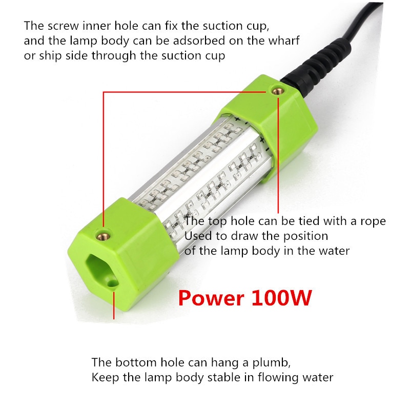 25w 5m led onderwater vislamp diep onder water vislokmiddel aaszoeker lamp inktvis aantrekkend 12v nachtvislamp
