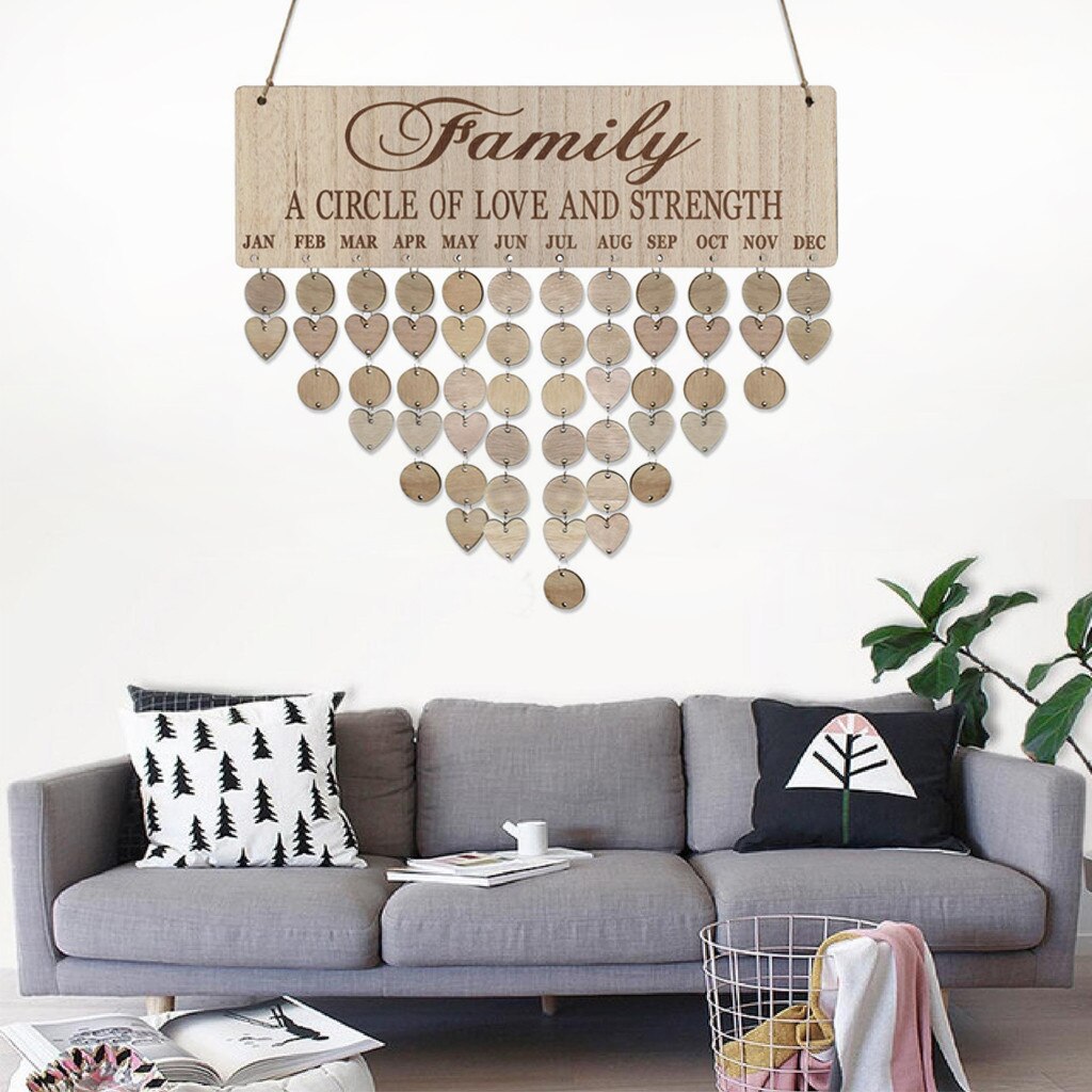 Family Birthday Card Plaque Diy Hanging Wooden Birthday Reminder Calendar Printing Wooden Calendar Hanging Decoration #35: D