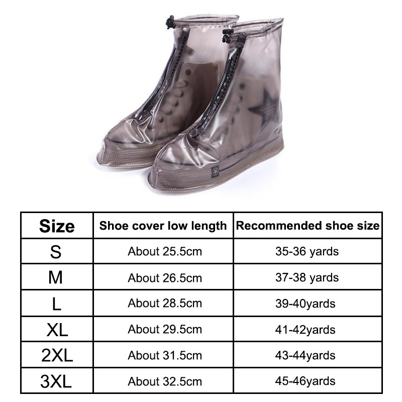 Antislip Wateproof Laarzen Unisex Regen Schoenen Cover Herbruikbare Rits Hoge Top Rainny Dag Protector Schoenen Case Dikke Regendicht boot: Coffee / XXL