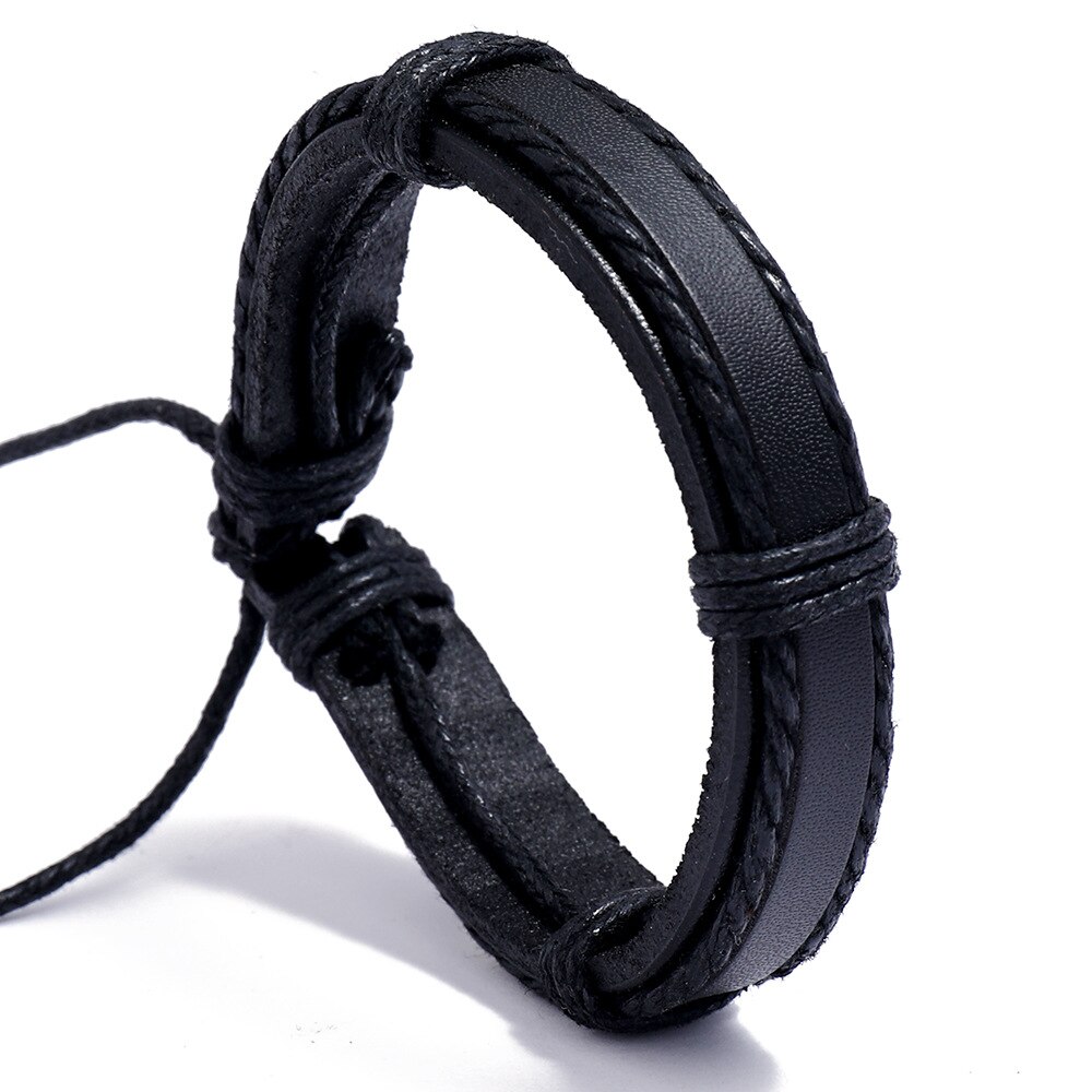 Jahrgang Schwarz Leder Charme Armbinde Männer Einstellbare Punk Geflochtene Armbinde Homme Schmuck: 12