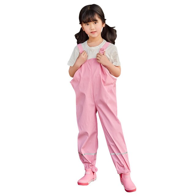 imperméable bébé filles garçons PU pantalon de pluie pantalon sportif avec sangle vêtements d'extérieur pour enfants enfants tenues pour 80-140cm: Rose / 6T