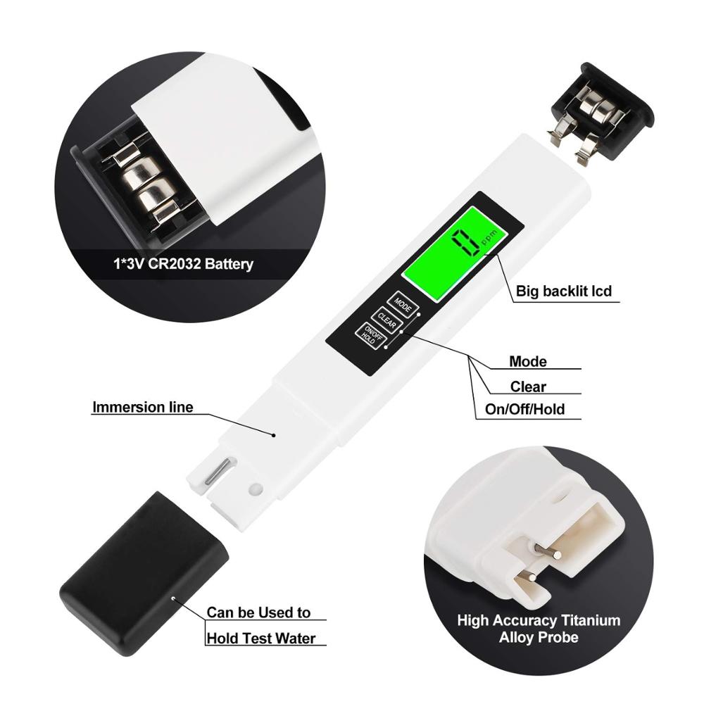 TDS Meter, 2 Pack Digital Water Tester, Water Tester, Temperature &amp; EC Meter 4 in 1, 0-9999ppm, ppm Meter for Drinking