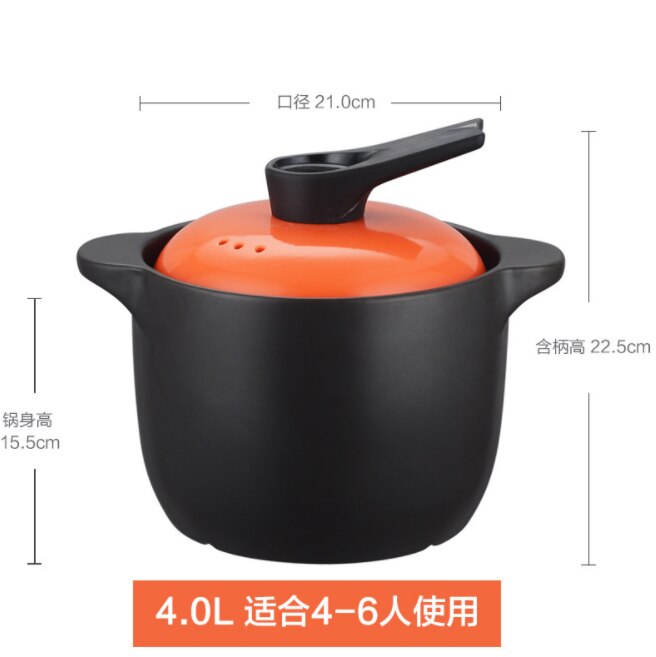 Cazuela guiso olla de cerámica de alta temperatura de salud bote de sopa olla cazuela guiso olla de sopa de avena olla abierta fl: Borgoña