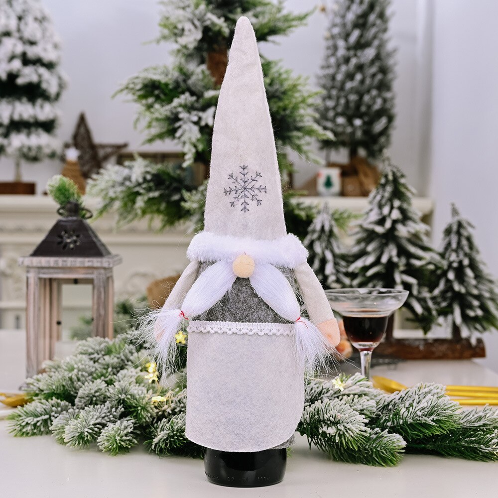 Fundas navideñas para botellas de vino, funda para botella de champán, decoración de cocina para , bolsa para botella de vino, de Navidad y Año